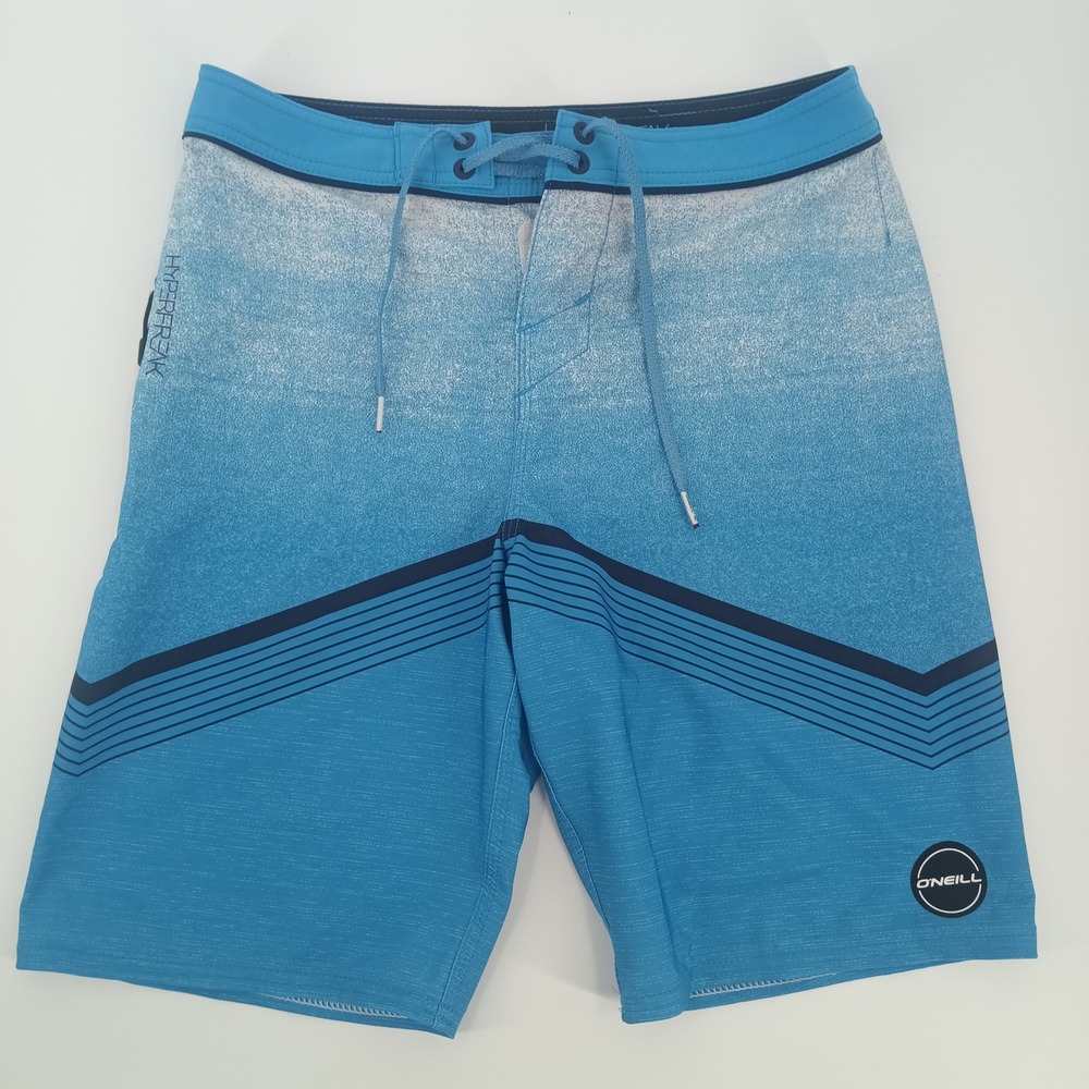 ONeill Hyperfreak Mens Blue Ombre Board Shorts Size 27 Swim Trunks